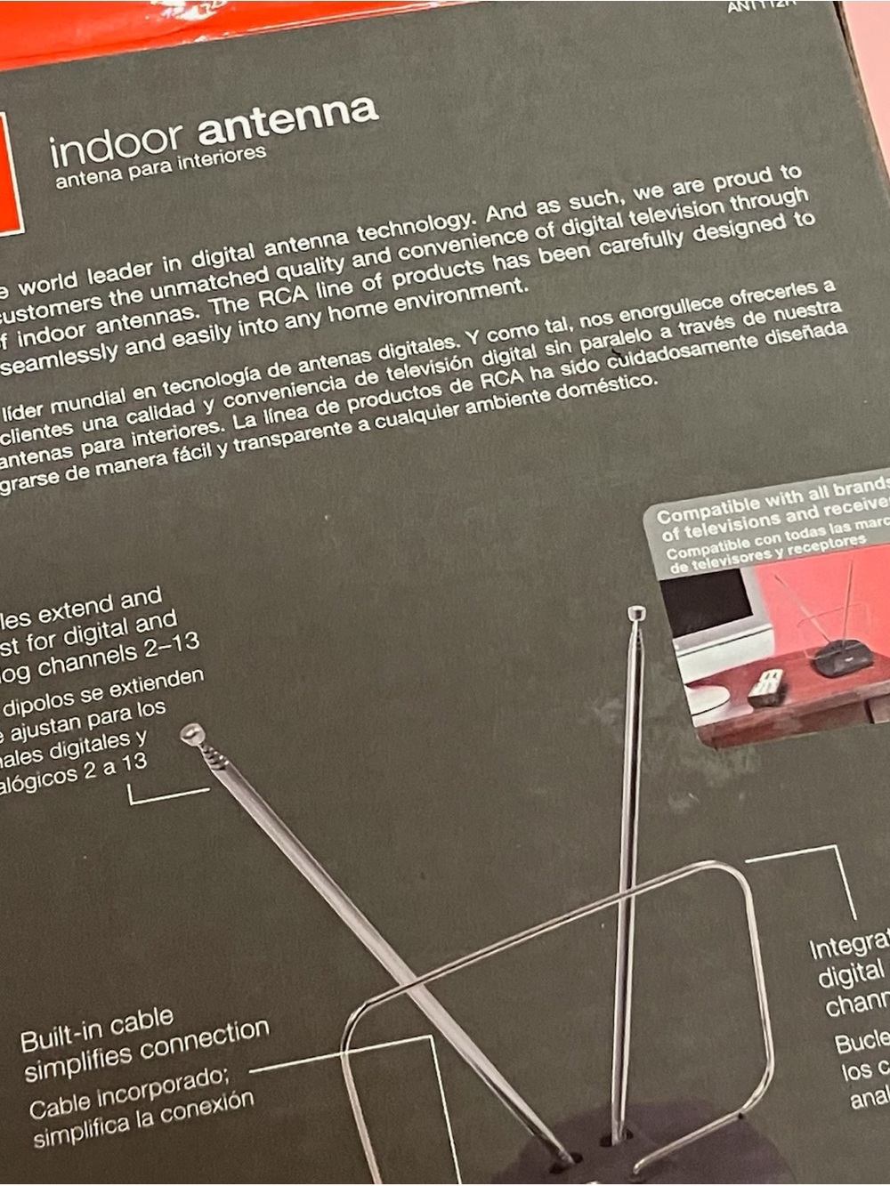 RCA ANT112R Indoor HDTV TV Antenna Rabbit Ears VHF UHF FM - Picture 6 of 10